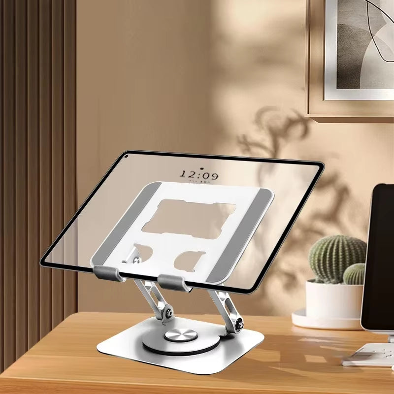 Adjustable Tablet Phone Computer Stand & 360 Rotating Base Foldable Laptop Riser Desk Holder for Macbook Ipad 4-12 Inch Device