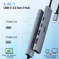 USB C HUB, 10Gbps USBC Splitter for Laptop, USB 3.2 Gen 2 USB C Hub with 2 Type a and 2 Type C Ports, 4FT USB Extended Cable for Macbook Air/Pro, Surface Pro, Xps,Phone