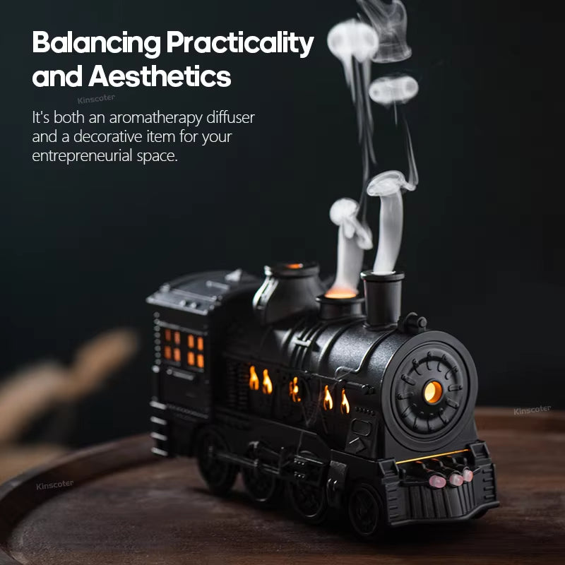 Mini Train Shape Aroma Essential Oil Diffuser with Light and Remote Control Ultrasonic Cool Mist Air Humidifier for Home Office