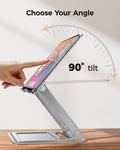 Laptop Stand for Desk, Adjustable & Foldable Laptop Riser for 10-17.3 Inch Laptops, Computer Stand for Macbook/Notebook, Portable Ergonomic Holder up to 17.6Lbs - Silver