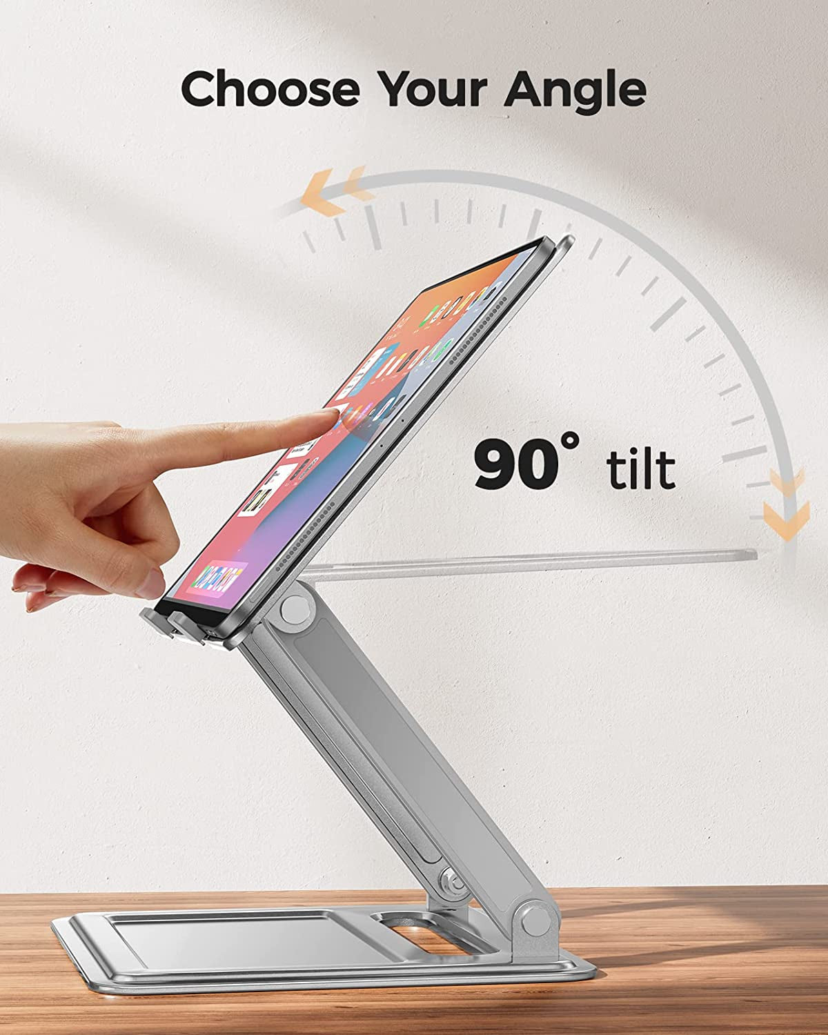 Laptop Stand for Desk, Adjustable & Foldable Laptop Riser for 10-17.3 Inch Laptops, Computer Stand for Macbook/Notebook, Portable Ergonomic Holder up to 17.6Lbs - Silver