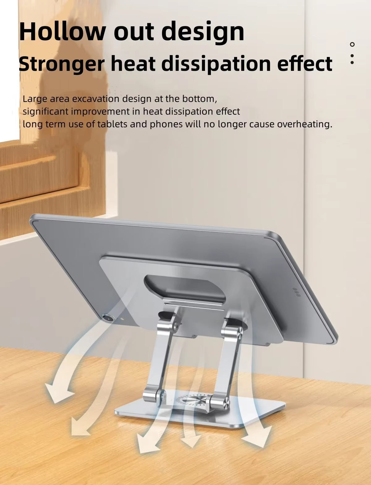 Adjustable Tablet Phone Computer Stand & 360 Rotating Base Foldable Laptop Riser Desk Holder for Macbook Ipad 4-12 Inch Device