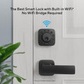 U-Bolt Wifi Smart Lock (Black) with Door Sensor, 5-In-1 Keyless Entry Deadbolt with Built-In Wifi, Bluetooth and Keypad, Smart Lock Front Door, ANSI Grade 1 Certified