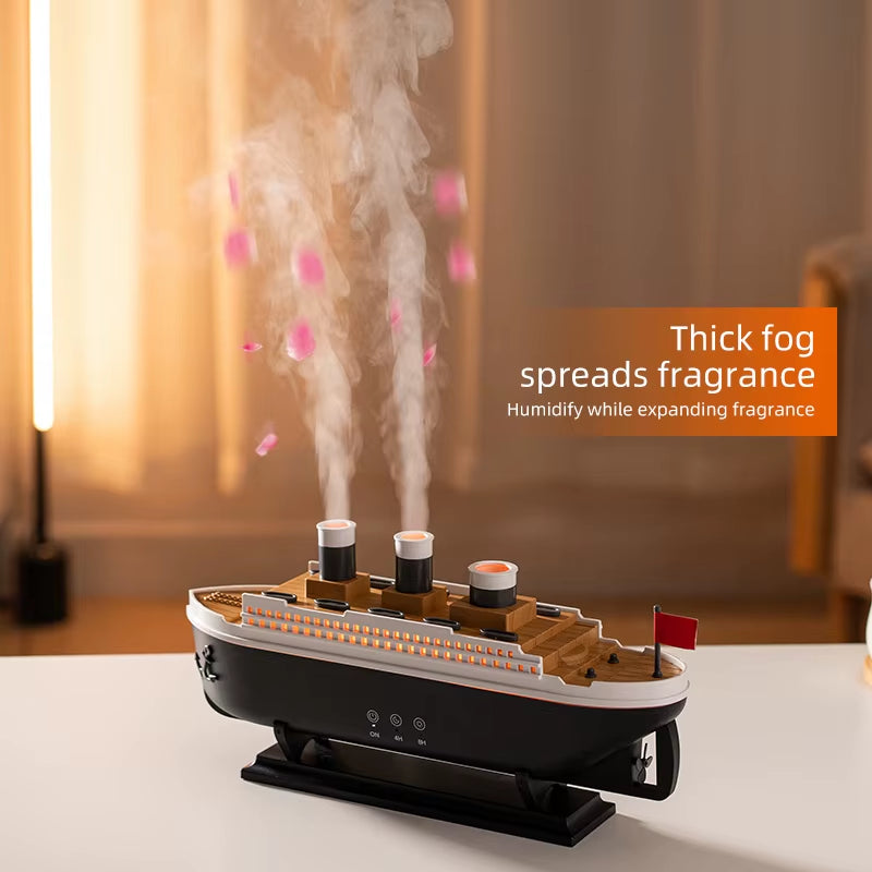 Jellyfish Aromatherapy Machine Small Retro Ship Humidifier Desktop Home Use Colorful Lights Aromatherapy Machine for Home Room