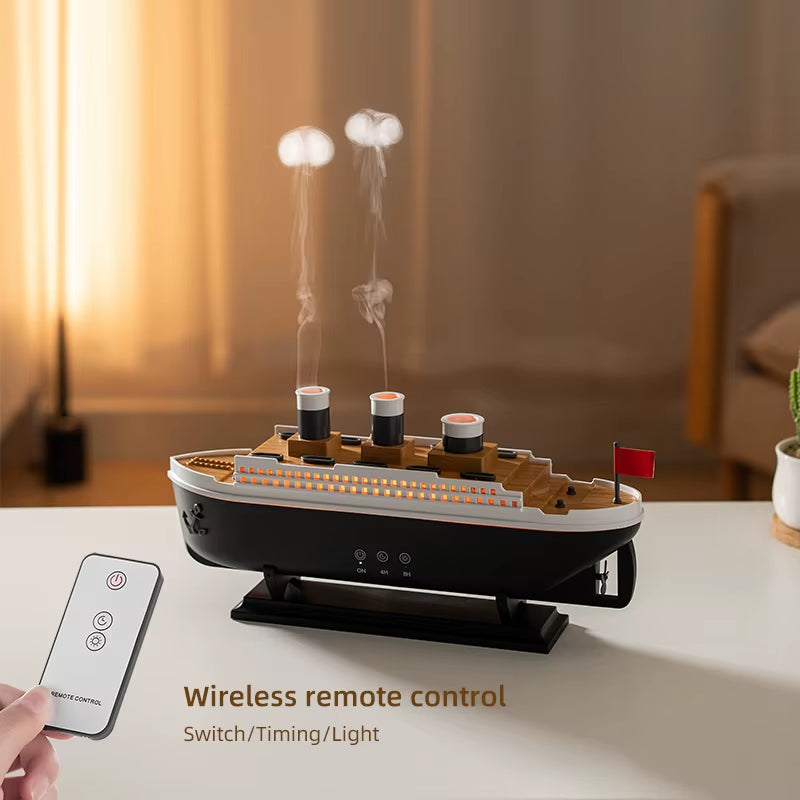 Jellyfish Aromatherapy Machine Small Retro Ship Humidifier Desktop Home Use Colorful Lights Aromatherapy Machine for Home Room