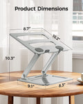 Laptop Stand for Desk, Adjustable & Foldable Laptop Riser for 10-17.3 Inch Laptops, Computer Stand for Macbook/Notebook, Portable Ergonomic Holder up to 17.6Lbs - Silver