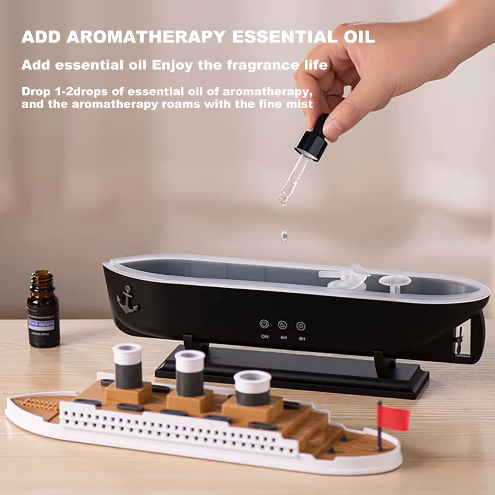 Jellyfish Aromatherapy Machine Small Retro Ship Humidifier Desktop Home Use Colorful Lights Aromatherapy Machine for Home Room