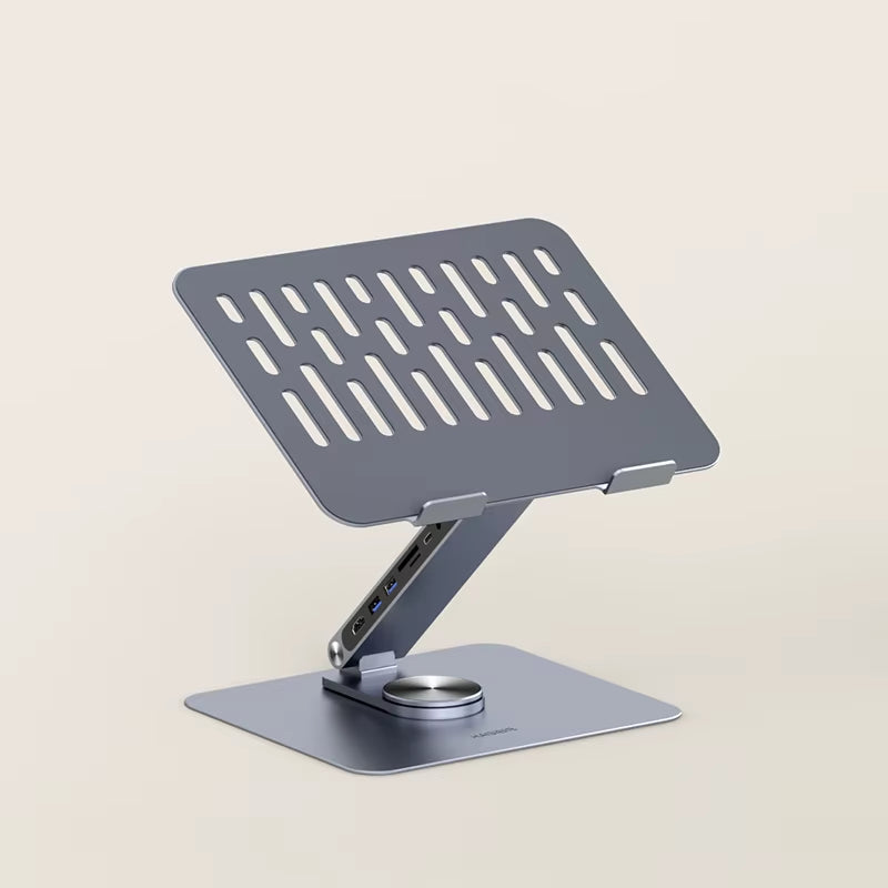 Adjustable Aluminum Laptop Stand for Desk with USB C Dock Ergonomic Laptop Riser USB C Hub for Macbook Windows Notebook