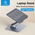 Adjustable Aluminum Laptop Stand for Desk with USB C Dock Ergonomic Laptop Riser USB C Hub for Macbook Windows Notebook