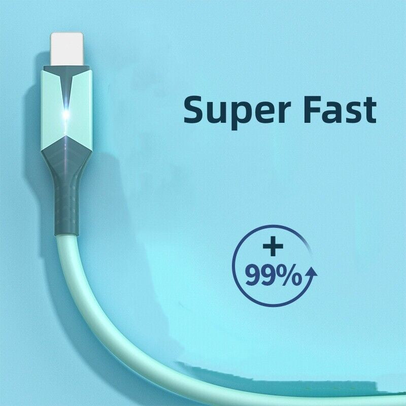 USB Cable FAST Charger Charging Type-C Cord with LED Light Universal