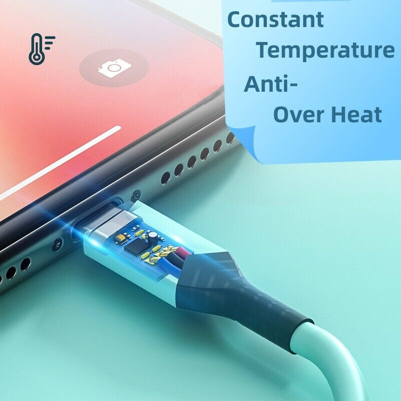 USB Cable FAST Charger Charging Type-C Cord with LED Light Universal