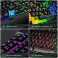 Gaming Keyboard and Mouse Combo, LED RGB Backlit Wired Keyboard 114 Keys Mechanical Feel Anti-Ghosting Keyboard & 7 Colors Mouse with 12 Multimedia Keys for Windows/Xp/Vista PC Laptop Computer Gamer