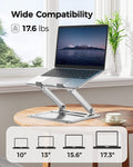 Laptop Stand for Desk, Adjustable & Foldable Laptop Riser for 10-17.3 Inch Laptops, Computer Stand for Macbook/Notebook, Portable Ergonomic Holder up to 17.6Lbs - Silver