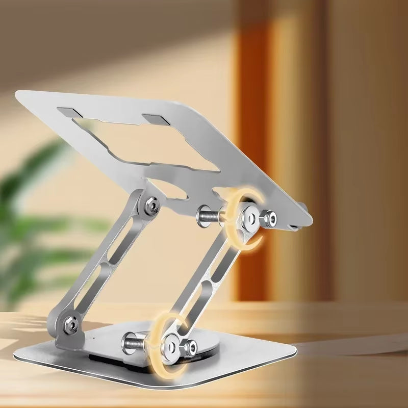Adjustable Tablet Phone Computer Stand & 360 Rotating Base Foldable Laptop Riser Desk Holder for Macbook Ipad 4-12 Inch Device