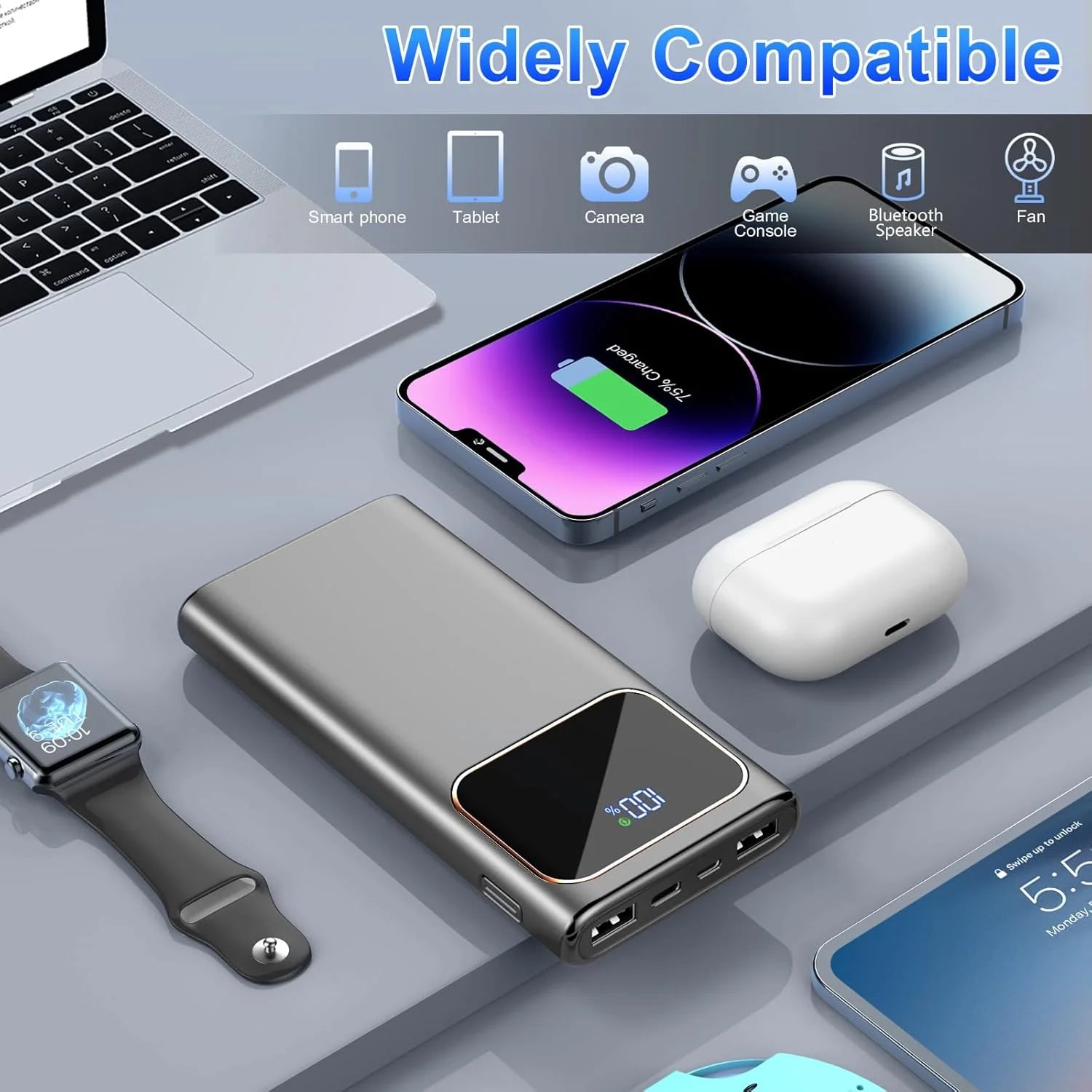 Portable Charger, 20000Mah Power Bank, 22.5W Fast Charging Battery Pack with Usb-C/Usb-A Output, Digital Display Portable Phone Charger for Iphone 16/15/14/13 Pro Samsung Google LG Ipad Airpods