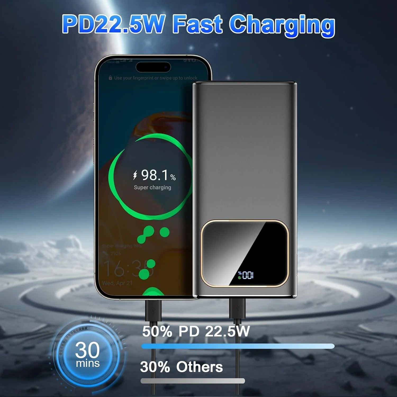 Portable Charger, 20000Mah Power Bank, 22.5W Fast Charging Battery Pack with Usb-C/Usb-A Output, Digital Display Portable Phone Charger for Iphone 16/15/14/13 Pro Samsung Google LG Ipad Airpods