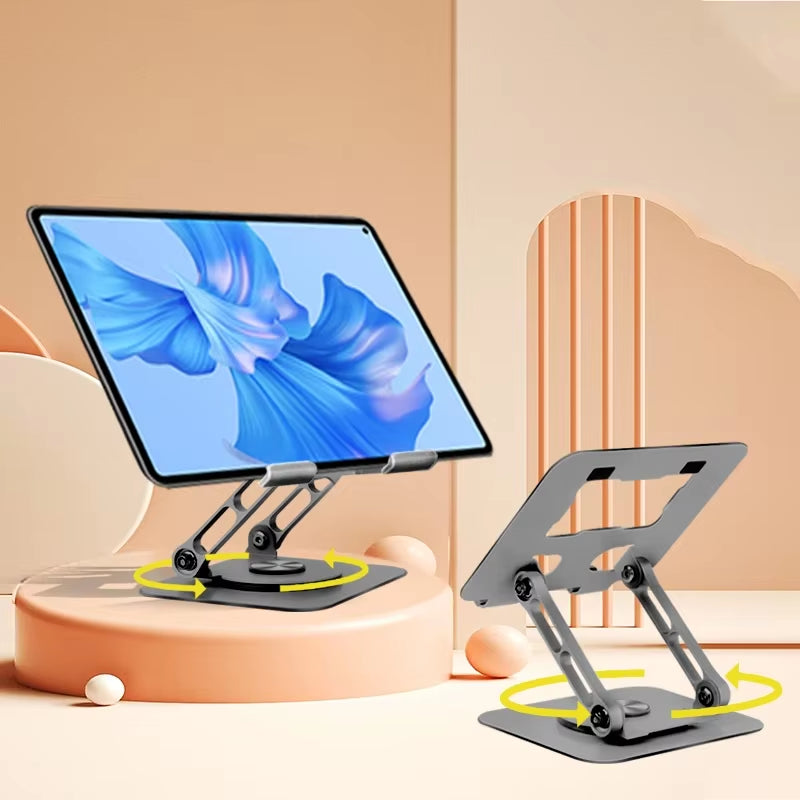 Adjustable Tablet Phone Computer Stand & 360 Rotating Base Foldable Laptop Riser Desk Holder for Macbook Ipad 4-12 Inch Device