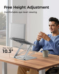 Laptop Stand for Desk, Adjustable & Foldable Laptop Riser for 10-17.3 Inch Laptops, Computer Stand for Macbook/Notebook, Portable Ergonomic Holder up to 17.6Lbs - Silver