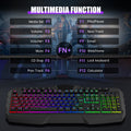 Gaming Keyboard and Mouse Combo, LED RGB Backlit Wired Keyboard 114 Keys Mechanical Feel Anti-Ghosting Keyboard & 7 Colors Mouse with 12 Multimedia Keys for Windows/Xp/Vista PC Laptop Computer Gamer