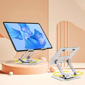 Adjustable Tablet Phone Computer Stand & 360 Rotating Base Foldable Laptop Riser Desk Holder for Macbook Ipad 4-12 Inch Device