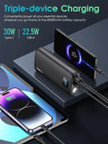 Portable Charger ,40000Mah Power Bank PD 30W Quick Charging, Flashlight for Camping or Emergency Use,Led Power Percentage Display(Carbon Black)