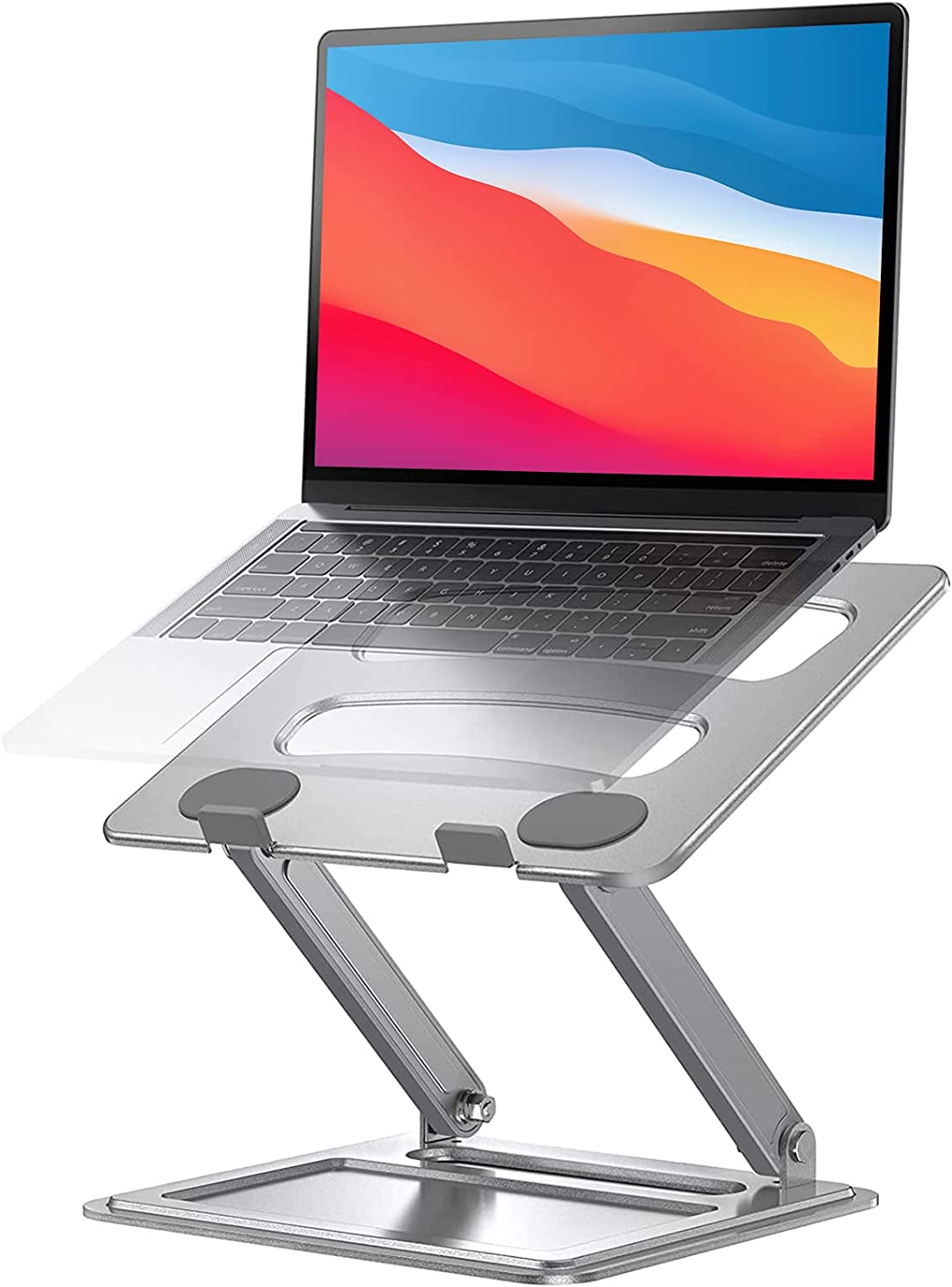 Laptop Stand for Desk, Adjustable & Foldable Laptop Riser for 10-17.3 Inch Laptops, Computer Stand for Macbook/Notebook, Portable Ergonomic Holder up to 17.6Lbs - Silver