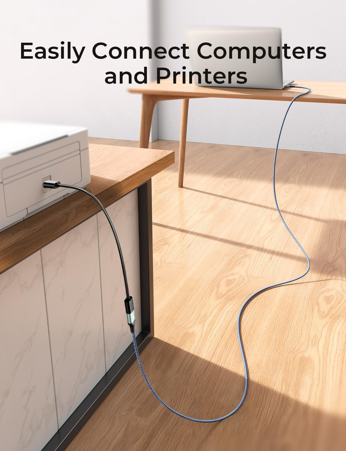 2 Pack USB Extensions Cable High Speed USB 3.0 Extension Cord Type a Male to Female Sturdy Braided Material Fast Data Transfer Compatible with USB Keyboard,Mouse,Flash Drive,Grey,6.6Ft+6.6Ft