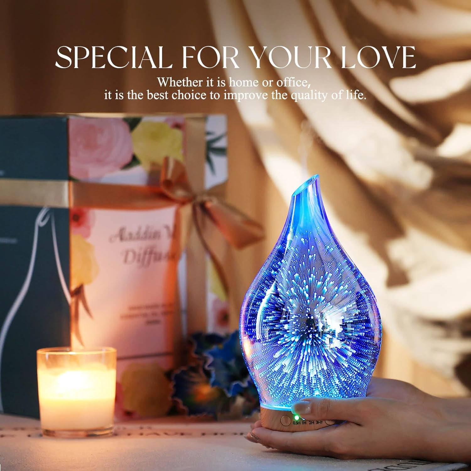 Oil Diffuser 3D Glass Aromatherapy Ultrasonic Humidifier