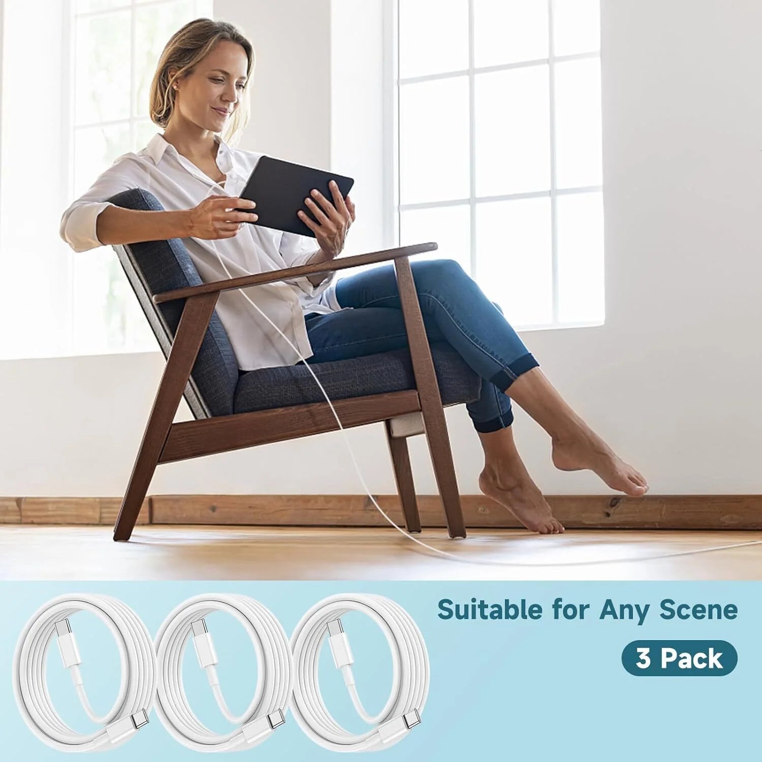 3 Pack 6FT USB-C to USB-C Cable Fast Charge Type C Charging Cord Rapid Charger