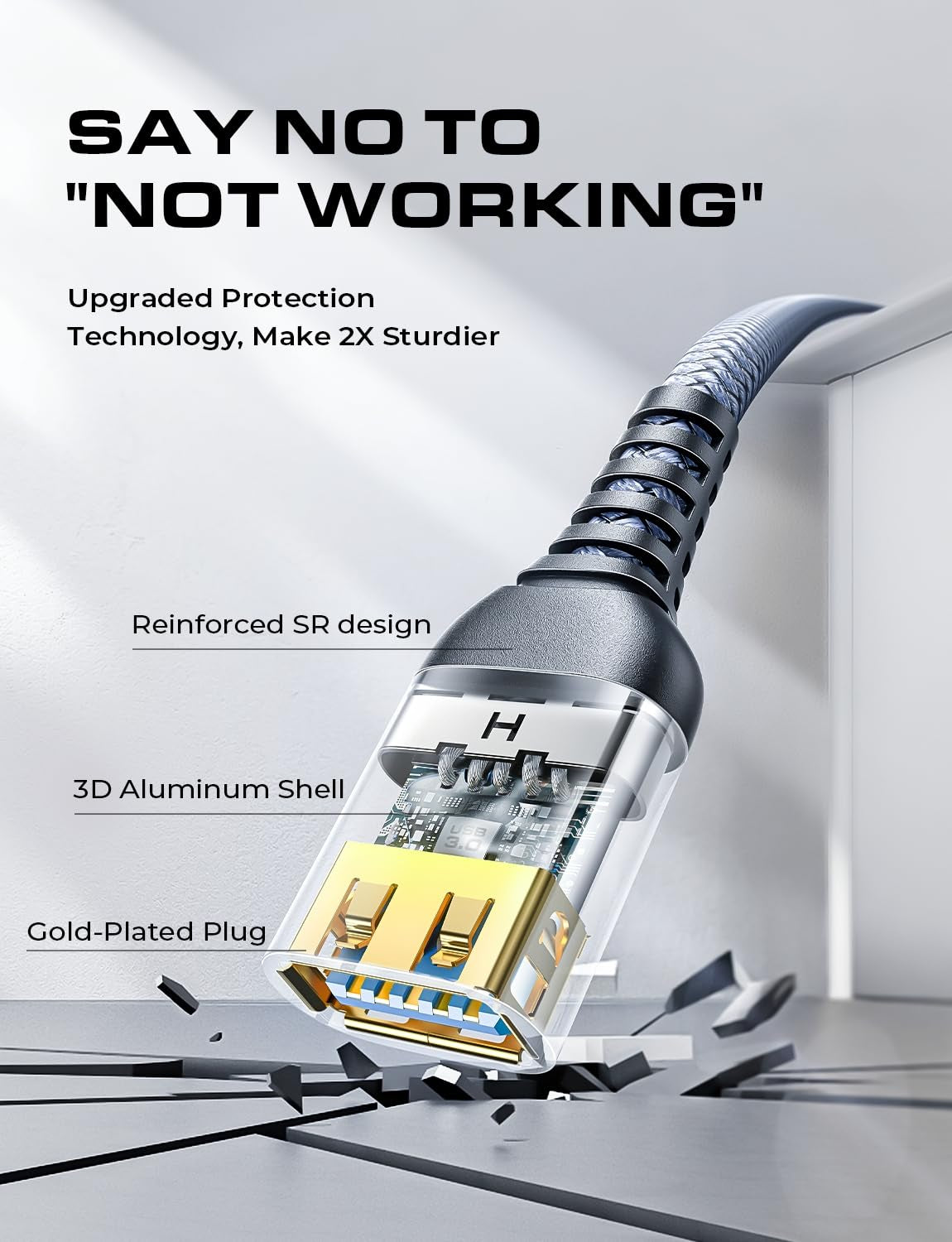 2 Pack USB Extensions Cable High Speed USB 3.0 Extension Cord Type a Male to Female Sturdy Braided Material Fast Data Transfer Compatible with USB Keyboard,Mouse,Flash Drive,Grey,6.6Ft+6.6Ft