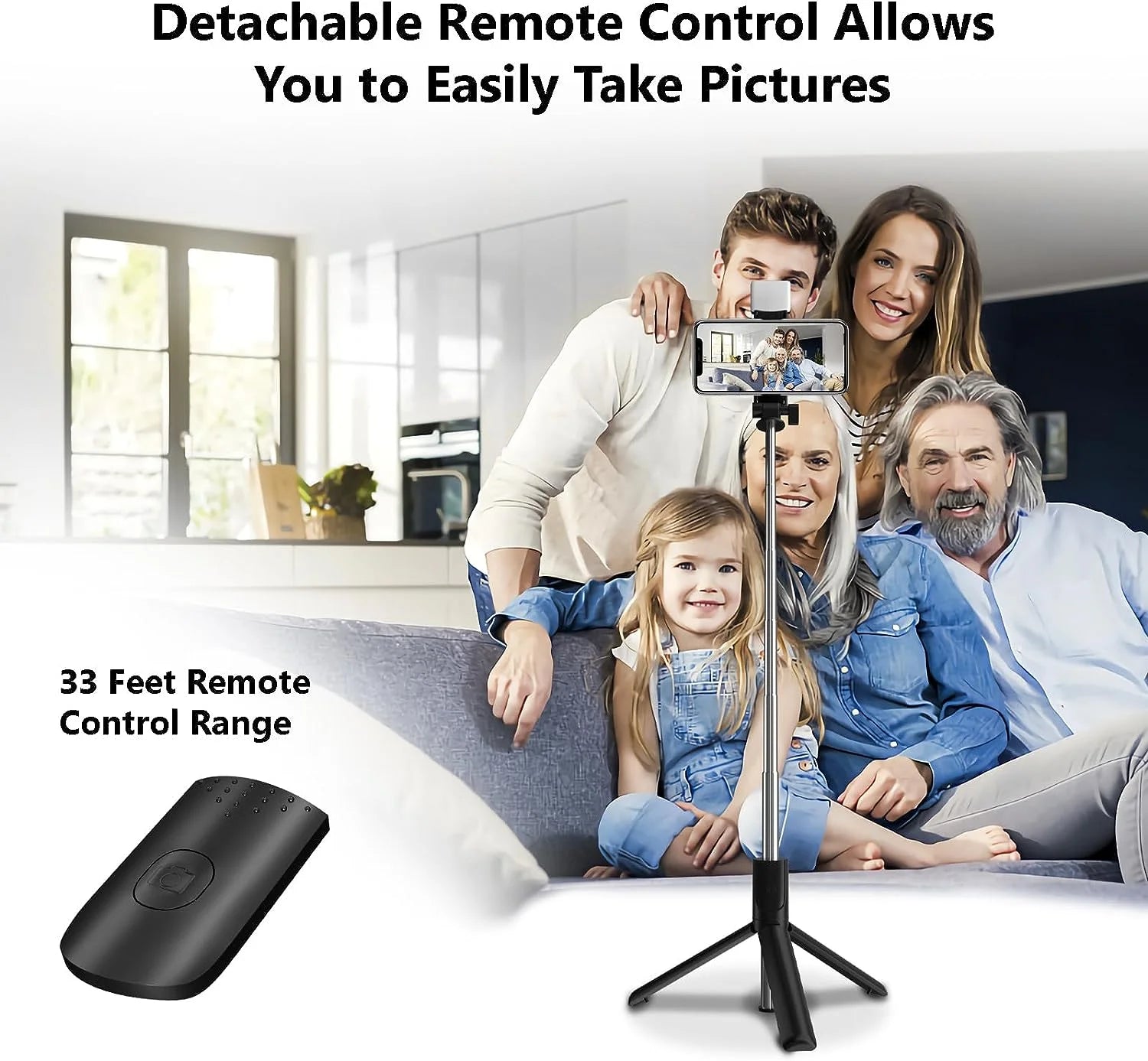 Selfie Stick, 40In Retractable  with Remote, 2 Level Fill Light, Selfie Tripod for Iphone Android