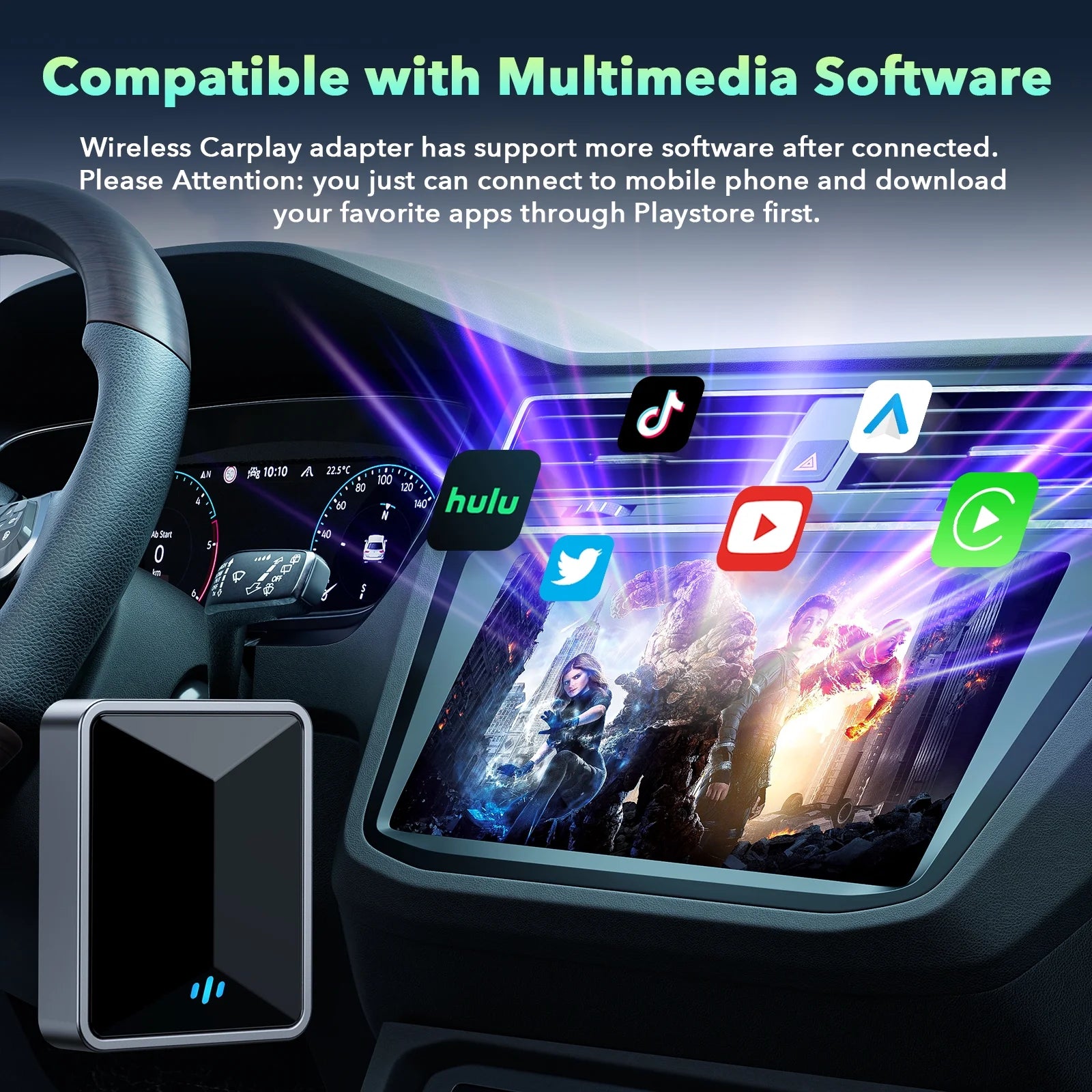 Wireless Android Auto Adapter 5.8 Ghz Wifi Plug and Play Converts Wired to Wireless for OEM Factory Wired Android Auto Direct Plug-In Type-C Adapter Easy Setup