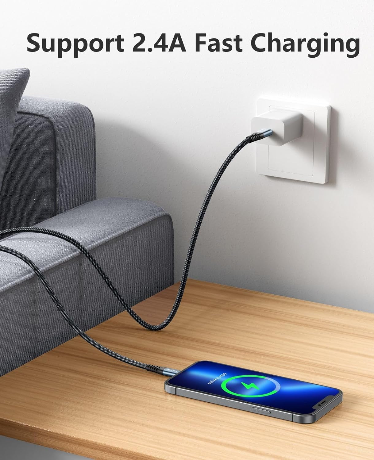 10 Ft Iphone Charger Cord 3Pack Long Mfi Certified Lightning Cable 10 Feet Braided USB Iphone Charging Cord with Apple Iphone 14 13 12 11 Pro Max XS XR X 8 7 6 5 plus Ipad