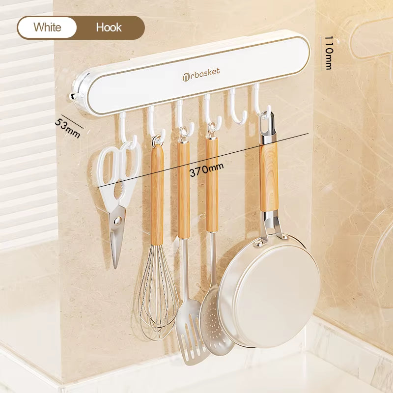 Kitchen Shelf Multifunctional Storage Rack Wall Mounted Non Perforated Suction Cup Household Storage