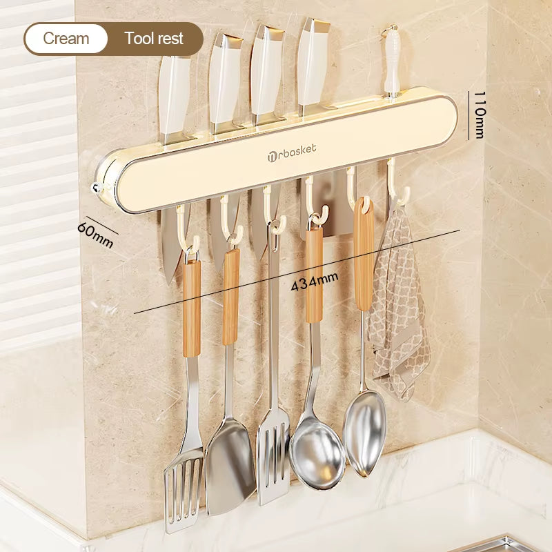 Kitchen Shelf Multifunctional Storage Rack Wall Mounted Non Perforated Suction Cup Household Storage
